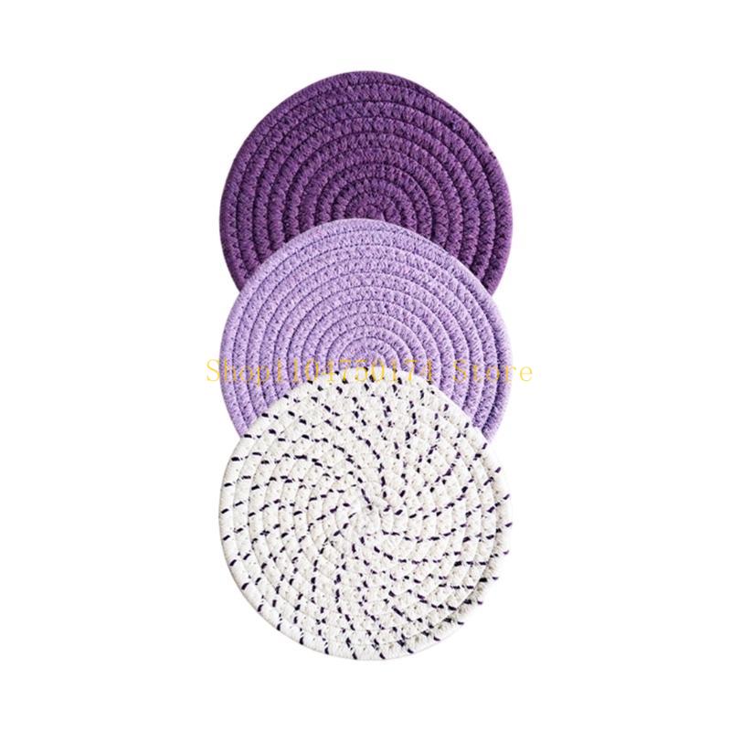 

3Pcs Multicolored Heat Resistant Placemat Heatproof Cotton Rope Table Protectors For Kitchen Countertops And Dining top sale
