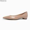 French Nude Inner Height Increase 3cm Pointed Tip Widening and Fattening Shallow Flat Shoes