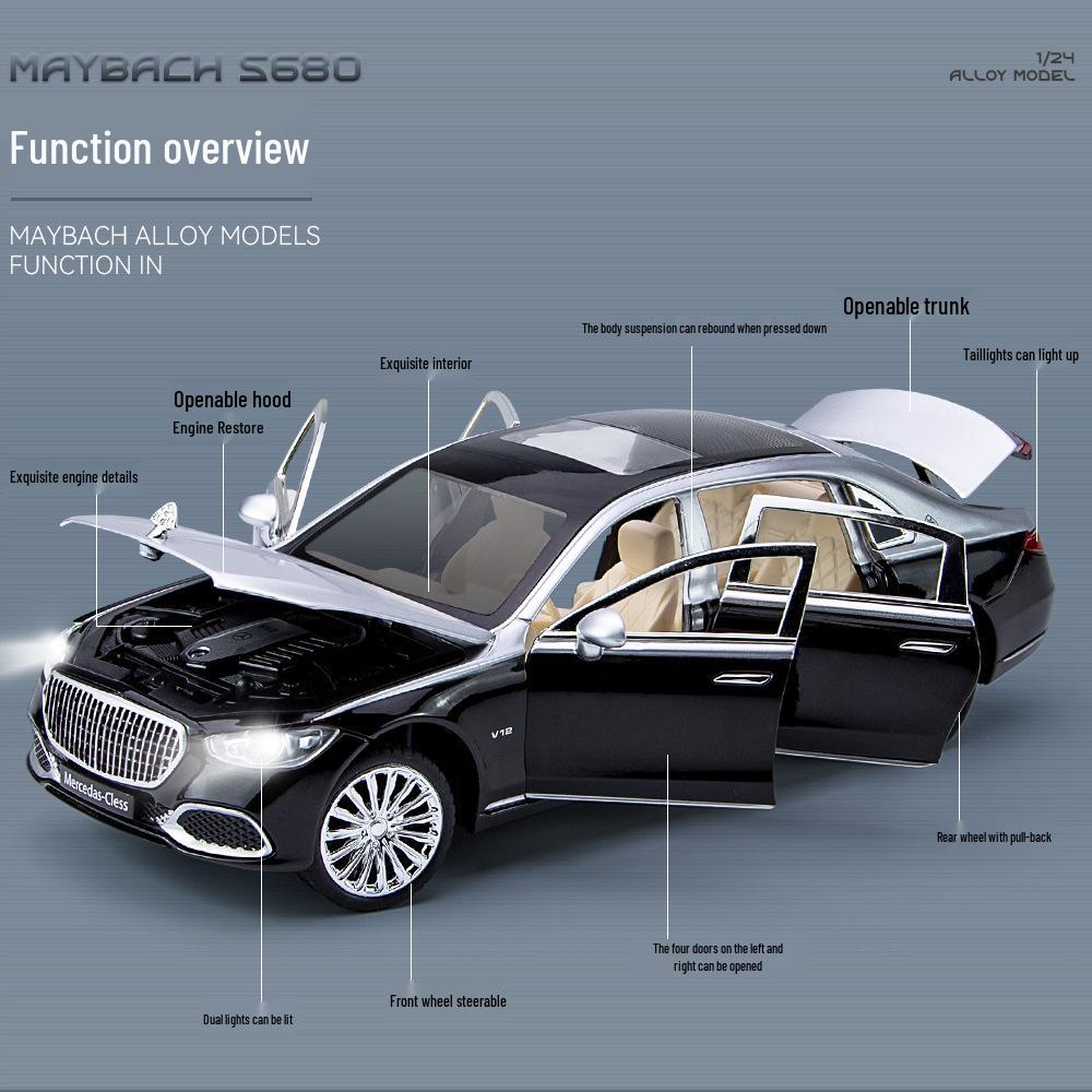 1:24 Maybach S680 Alloy Car Model with Lights - Home Decoration Toy Car