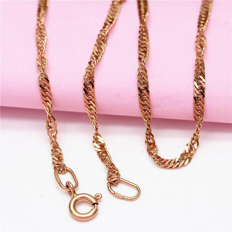 Exquisite Russian 585 Purple Gold Necklace Rose Gold Plated Color Gold Luxury Card Chain Plate Chain Necklace Design Jewelry 50cm