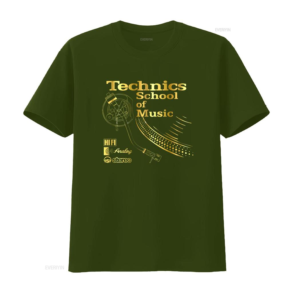 TECHNICS School of Music Black T Shirt Vinyl Record Design HiFi Analog Stereo EleUnisexts Vintage Slightly Soft
