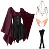 Women Fashion Long Sleeve Vintage Dress Cosplay Party Evening Night Formal Dress
