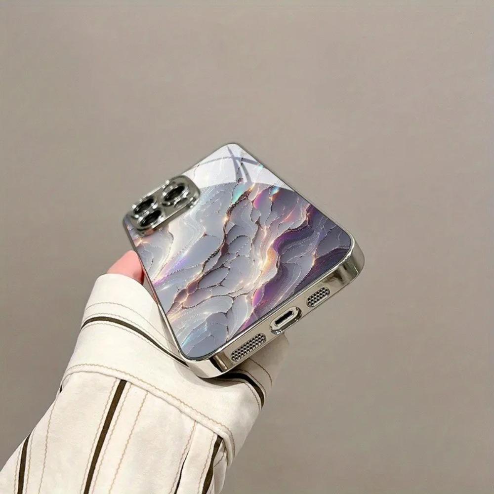 Fashion Colorful Marble Phone Case For iphone17 16 15 14 13 12 11 Pro Promax Plus Luxury Tempered Glass CoverAnti-dropprotection