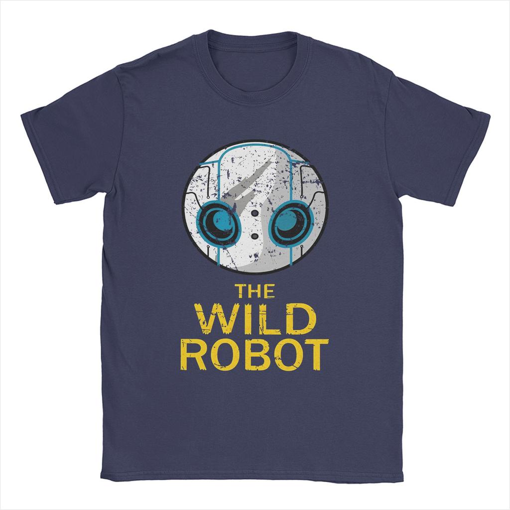 The Wild Robots Vintage Men T Shirt Cartoon Fiction Novelty Tee Short Sleeve Crew Neck T-Shirt 100% Cotton Plus Size Clothes