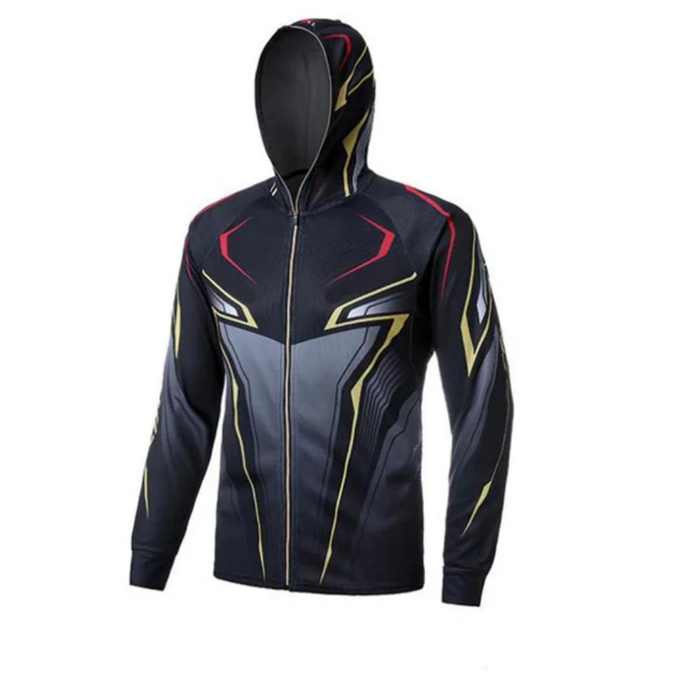 Men's zipper fishing suit, 2024 trendy hooded fishing suit, colorful quick-dry sun-protection fishing shirt