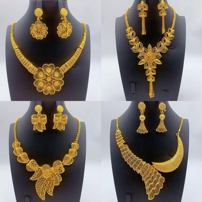 Jewelry 24K Necklace Earrings Set Indian Bride Vietnamese Alloy Jewelry