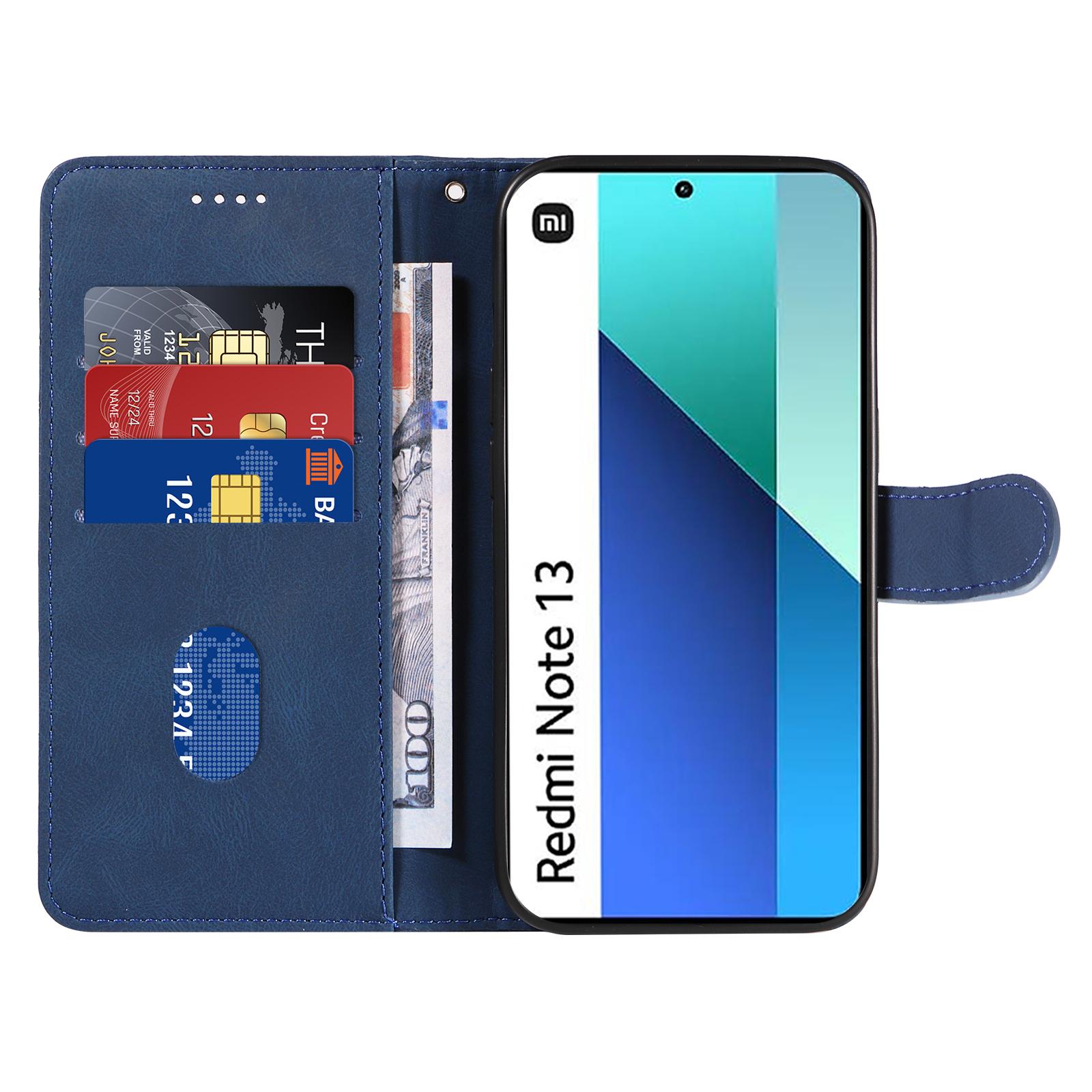 

For Xiaomi Redmi Note 13 4G Case Leather Phone Cover with Wallet Card Slots Blue