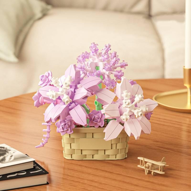 Puzzle Small Children Particle Building Block Flower Model Toy Rose Sunflower