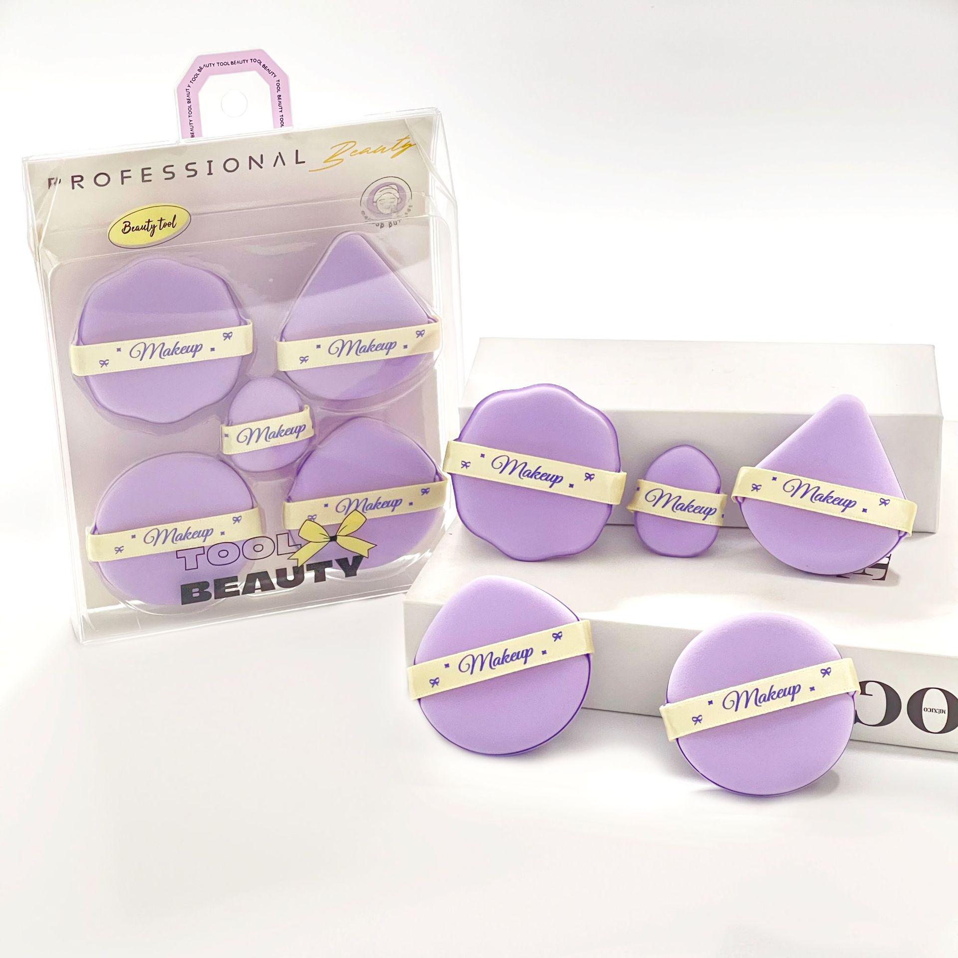 

5-Piece Dual-Sided Hydrophilic Cushion Puff Set – Dry & Wet, Non-Powder-Absorbing Beauty Tool