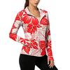Women’s Zip Up Hooded Sun Jacket with Pockets Long Sleeve Lightweight Outerwear Tropical Print Design
