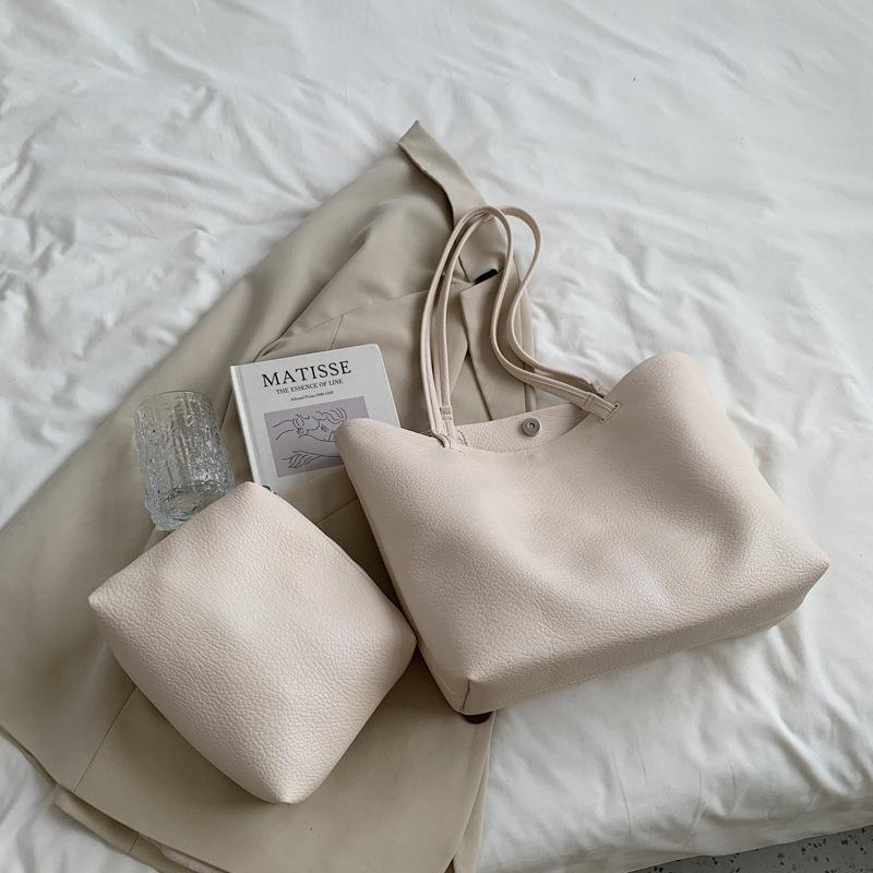 Litchi Pattern Soft Leather Tote Bag For Women Casual Large Capacity Shoulder Bag With Short Handles For Work And Daily Use
