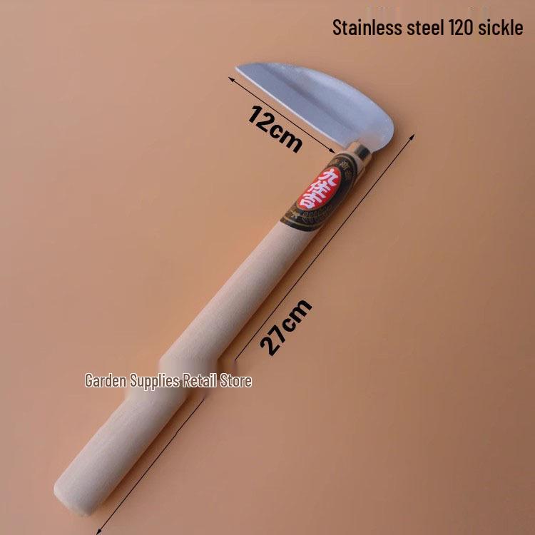 Kuzokichi Japanese Stainless Steel 120 Weeding Sickle - All-Steel Gardening Tool for Grass Cutting