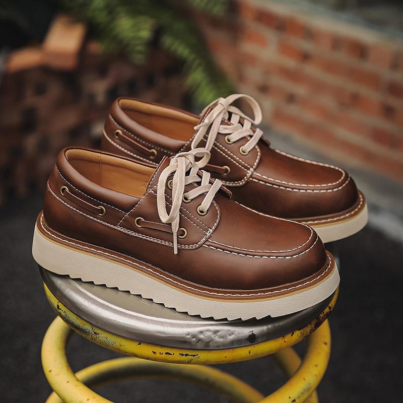 Módní Oxfordské boty s tlustou podrážkou pro muže z pravé kůže, formální společenské boty, obchodní společenské boty, univerzální ležérní obuv, mokasíny