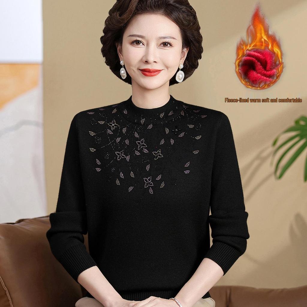 Women's Plus Velvet Thick Knit Sweater - Warm & Stylish Base Layer for Autumn/Winter
