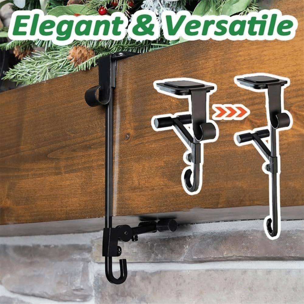 Adjustable 2-In-1 Mantel Hook Heavy Duty Space Saving Garland Hanger Non-slip Multi-functional Fireplace Hanger Fireplace