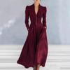 Elegant Waist-Cinching V-Neck Puff Sleeve Long Dress for Women