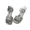 Low-heeled niche rhinestone square-toed sandals female new summer fairy with skirt shoes
