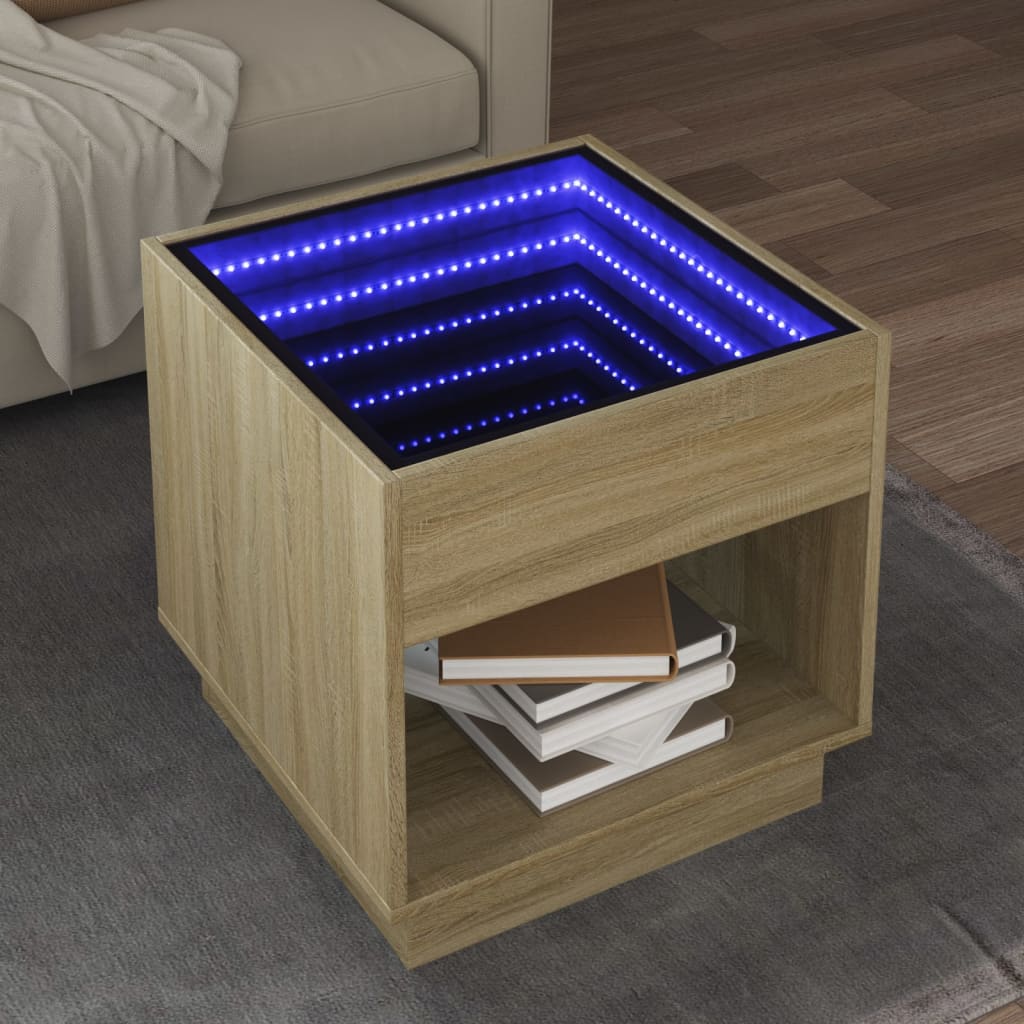 Infinity LED Coffee Table in Sonoma Oak 50x50x50 cm