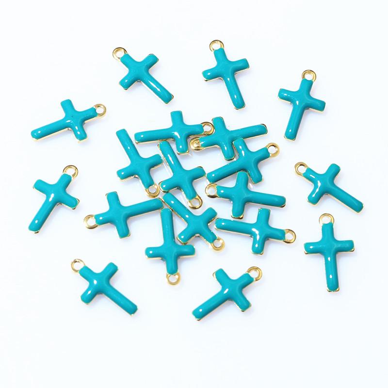 20pcs 10x6mm Enamel Small Cross Charms Pendant Stainless Steel DIY Jewelry Making Accessories Findings for Bracelet Earrings
