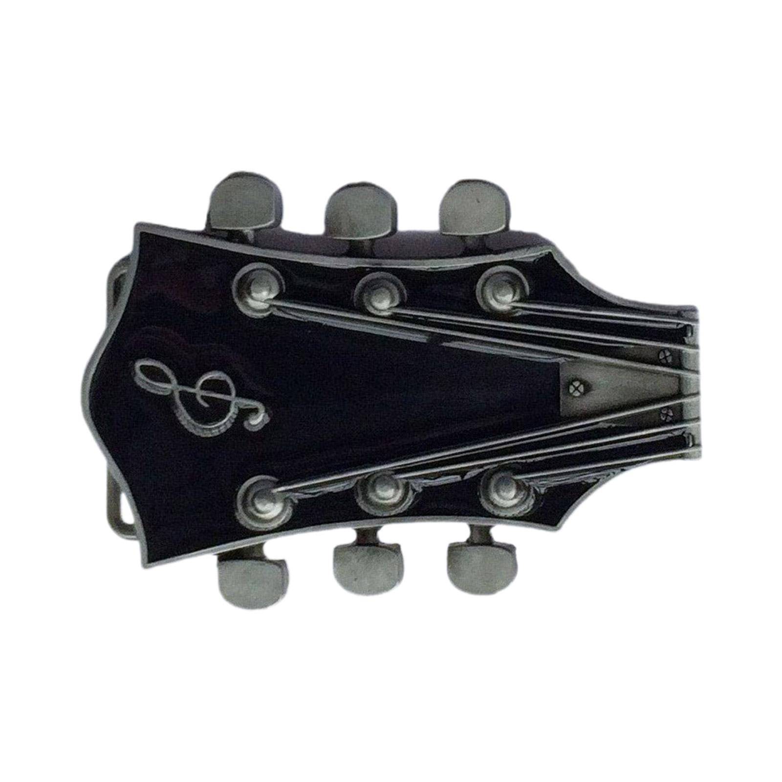 

Creatively Guitar Shape Buckle Belt DIY Components Western Denim Heavy Rock Style Metal Belt Buckle for Adult Unisex чорний