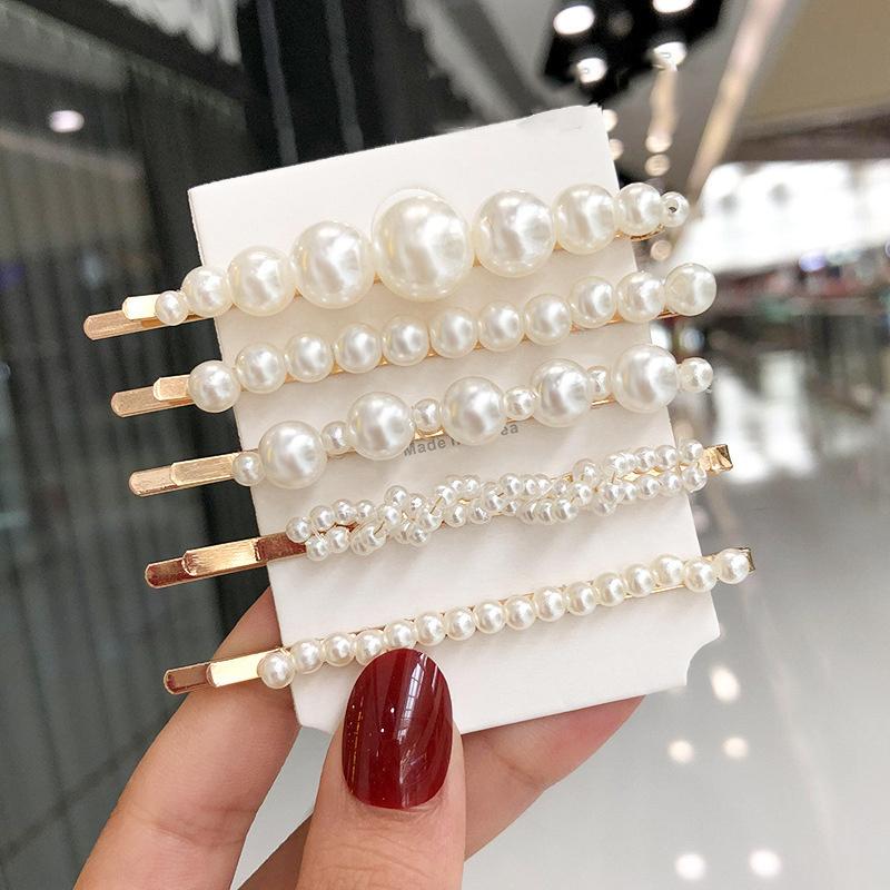 1 Set Geometric Flower Pearl Hair Clip Pin For Women Hairpins Fashion Acrylic Barrettes Hairgrips Hair Accessories Girls Jewelry