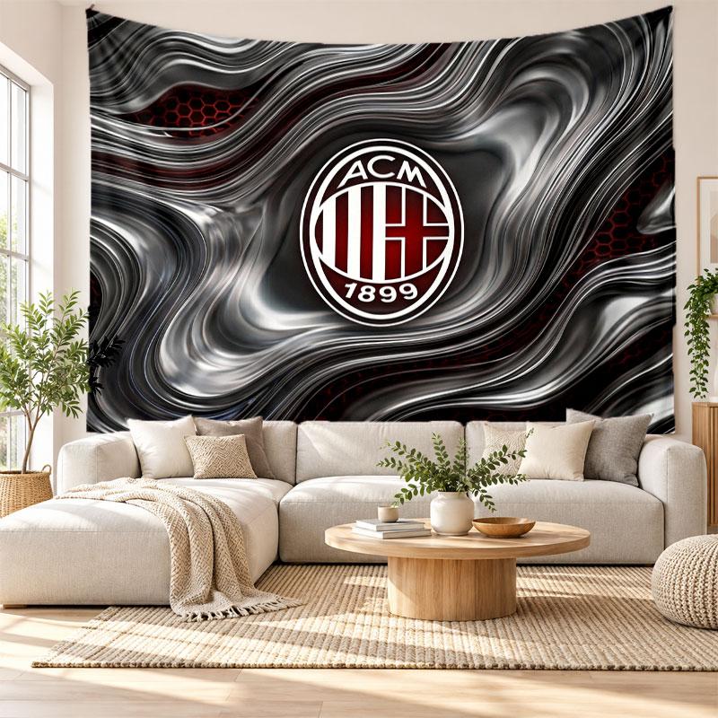 AC Milan Wall Tapestry, Soft Fabric Wall Hanging, Decorative Backdrop For Bedroom Home Wall Art