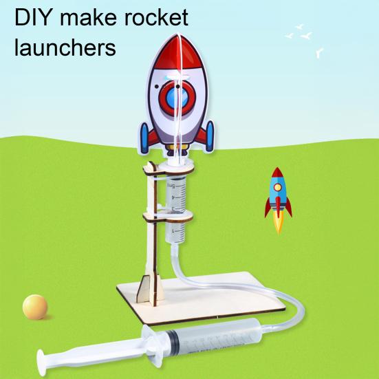 1 Sada DIY Model Raketometu Ručně Vyráběné Dřevěné Puzzle Vzduchem Poháněná Raketa Stavební Řemesla Děti STEM Vzdělávací Vědecký Experiment Hračka
