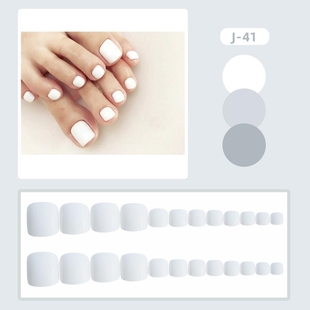 24Pcs Glossy Lake Blue Press On Toenails Full Coverage Artificial Acrylic Fake Toe Nails Removable Wearable Nail Art