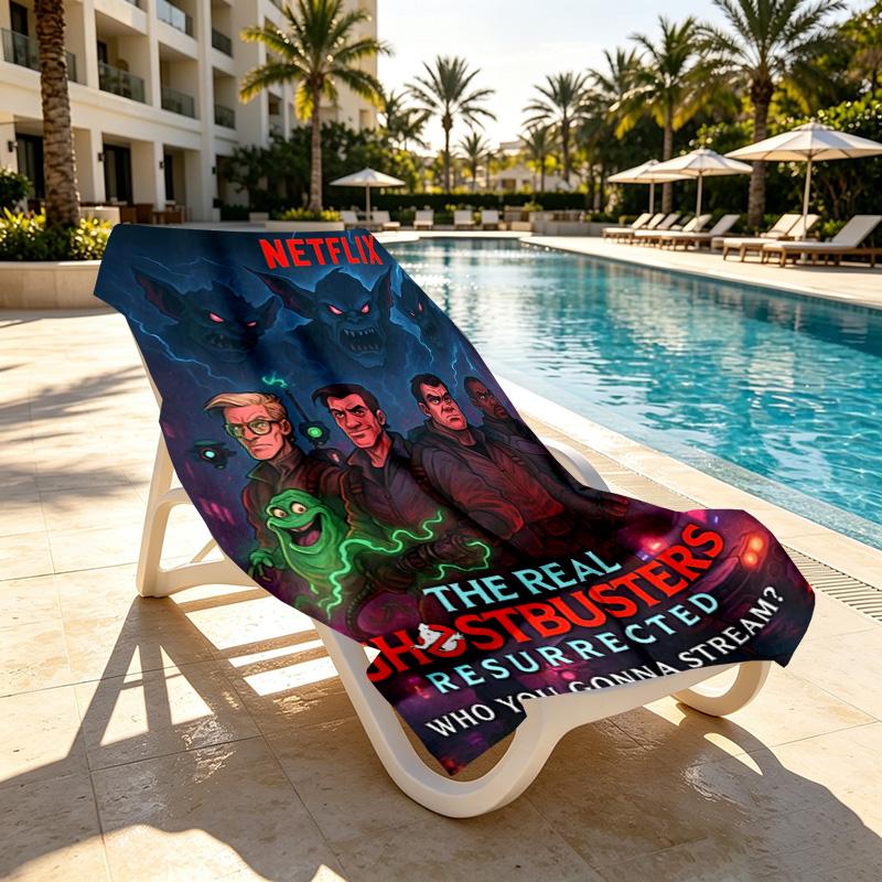 Ghostbusters Print Beach Towel Design, Soft, Lightweight. for Home Bathroom, Spa, Pool, Yoga, Surfing, Camping, Gift for Family, Friend
