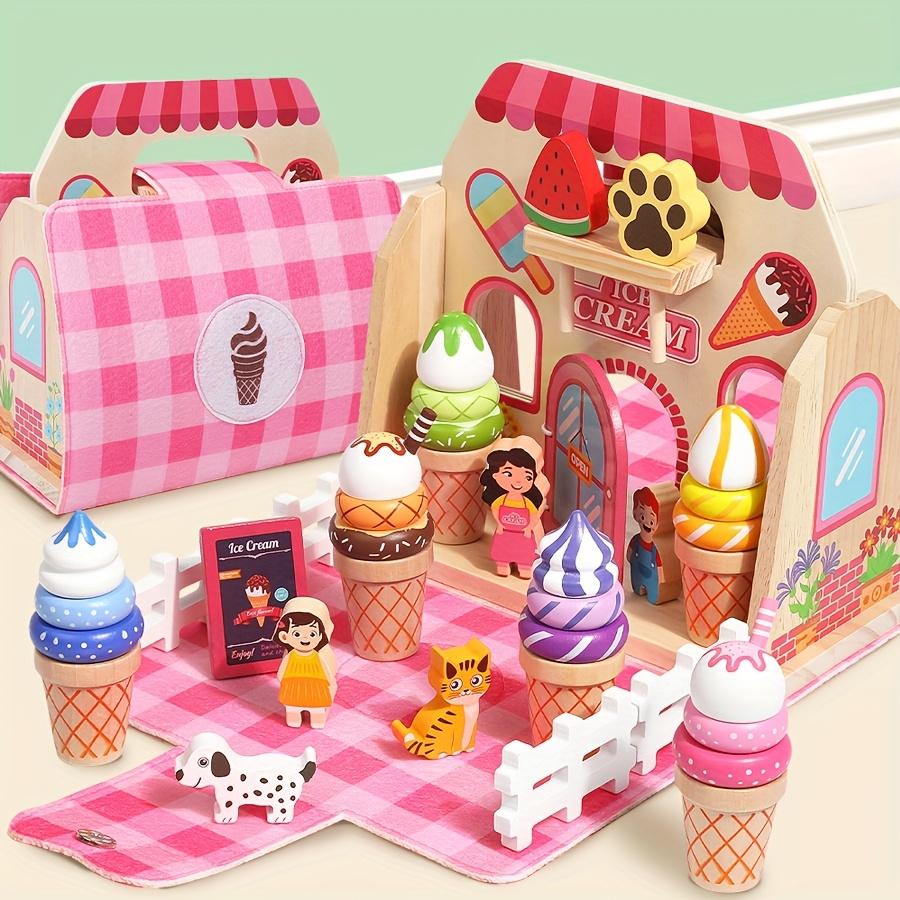 Wooden Educational Toy Ice Cream Pet Hospital Afternoon Tea Portable Set Bag Pretend Play Series Three Options Available