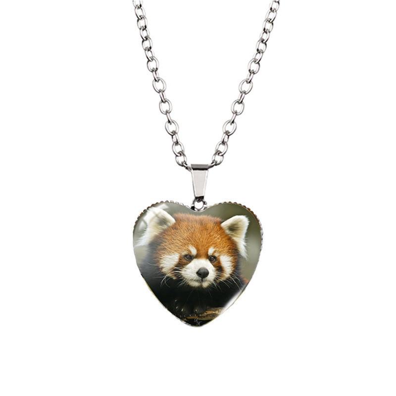 Adorable Heart Shaped Animal Time Gemstone Necklace With Charming Cat Pendant For Women