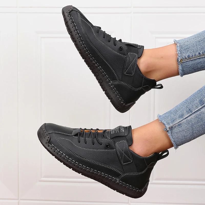Botas de Mujer Mediados de Verano Estilo Británico Retro Antideslizantes Zapatos de Trabajo Diseño de Moda Mocasines de Pareja