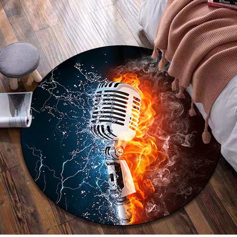 1Pc Music Staff Circular Print Rug - home decoration Carpet For Living Room Bedroom Flooring Computer Chair Area Rug