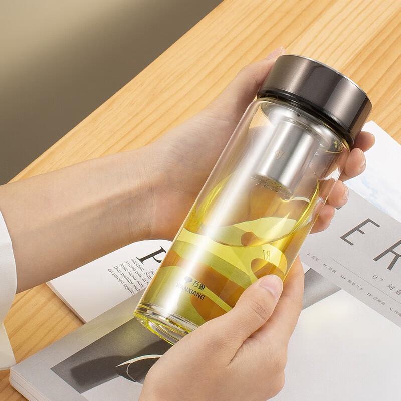 

WANXIANG Portable Single-Layer Heat-Resistant Glass Cup with Lid