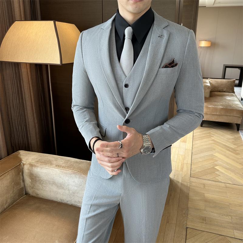Slim-Fit Men's Western Style Formal Wedding Suit