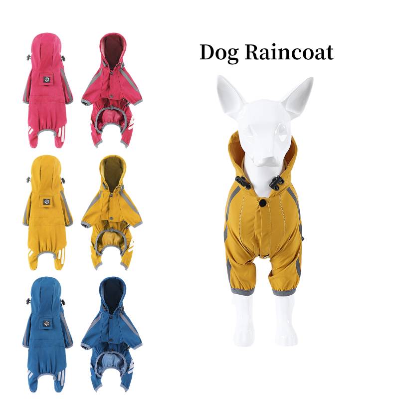 Rain Pet Dog Coat Outdoor Clothing Puppy Jacket Hooded Towable Reflection Night