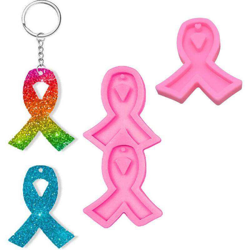 Ribbon Heart Resin Casting Silicone Mould Keychains Key Ring Jewelry Epoxy DIY Ribbon Heart Resin Casting Silicone Mould Keychains Key Ring Jewelry Epoxy DIY