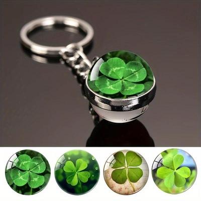 Lucky Four-Leaf Clover Crystal Ball Keychain Ornament