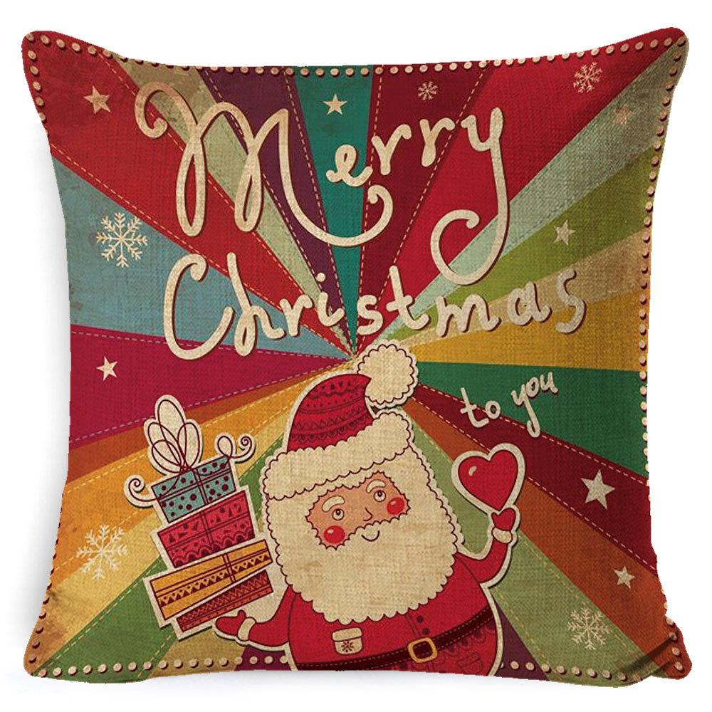 Christmas Celebration Pillow Elk Snowman Festive Cushion Cover Red Sofa Back Cushion Pillow Cover