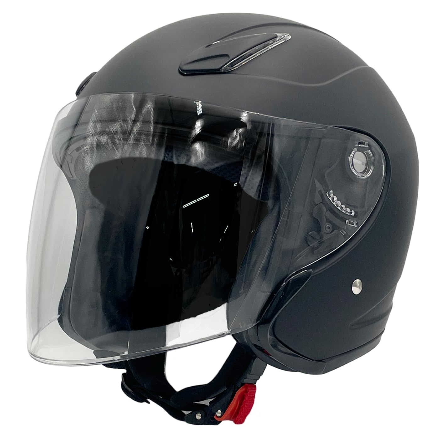 

Yamashiro Matte Black Motorcycle Jet Helmet with Fits All Intercom Size L YH-004 Shield, Engines, Compatible, (59-60cm)