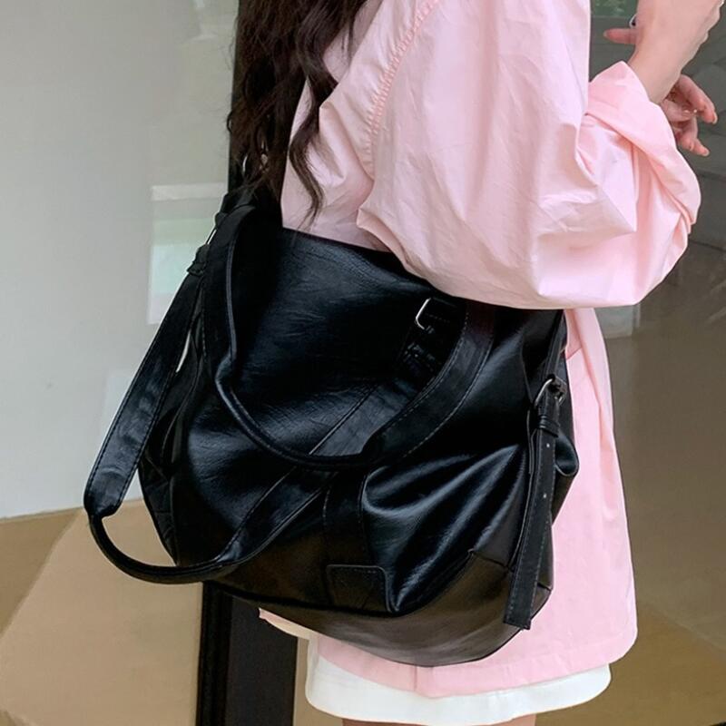 Casual PU Leather Women's Tote Bags Simple High-capacity Shoulder Bags Solid Color Crossbody Bags Travel Luggage Ladies Handbags