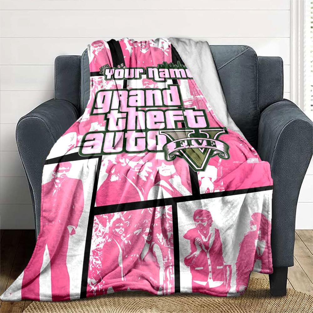Grand Theft Auto Personalized Name Blanket Cozy Personalized Blanket Comfortable Great for Office Nap Office Chair Couch Four Seasons Multipurpose