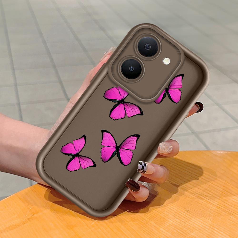 

Мягкий силиконовый квадратный чехол с рисунком лестницы для телефона, полное покрытие, противоударный защитный резиновый чехол для камеры для Vivo Vivo Y22S коричневый