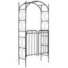 Garden Decorative Metal Arch with Gate Outdoor Patio Trellis Arbor for Climbing Plant Archway Antique Black - 108L X 45W X 215Hcm