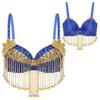 Beaded Tassels Belly Dance Tops Shiny Nightclub Sequins Bra Stage Adjustable Straps Underwired Bra For Thailand/India/Arab