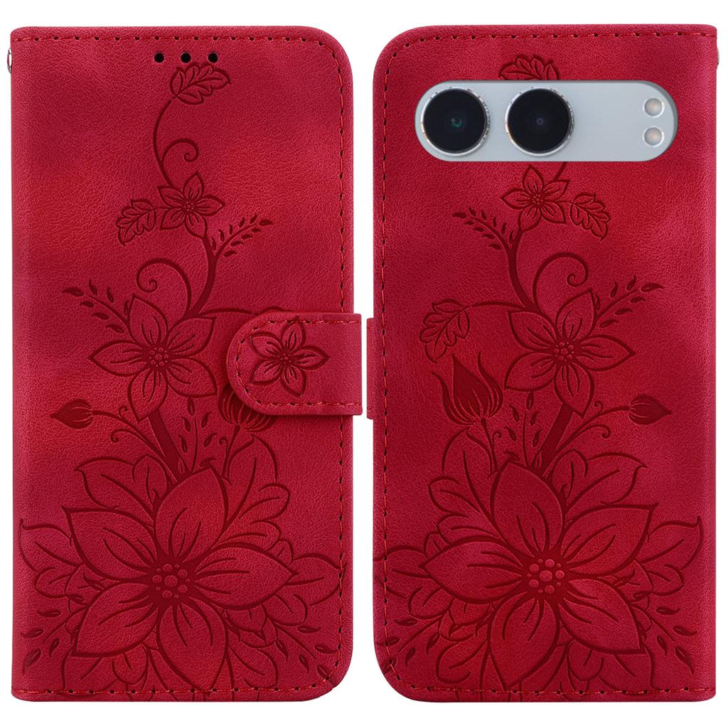 For OnePlus Nord 4 Case Lily Flower Imprint Leather Phone Cover with Stand