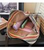 Women's Color Block Rainbow Tote Bag - Summer 2026, Large Capacity Woven Shoulder Bag