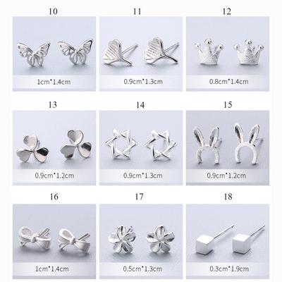 925 Sterling Silber Ohr Nadel Einfache Mode Geometrie Stud Ohrring Persönlichkeit Verfeinerung Ohrring Für Frauen Geschenke 1-18