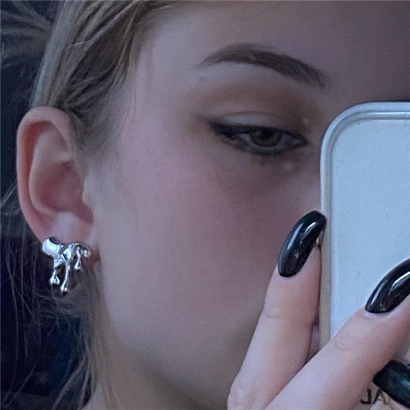 Fashion Sliver Color Water Drop Earrings For Women Vintage Punk Metal Irregular Personality Earrings Jewelry