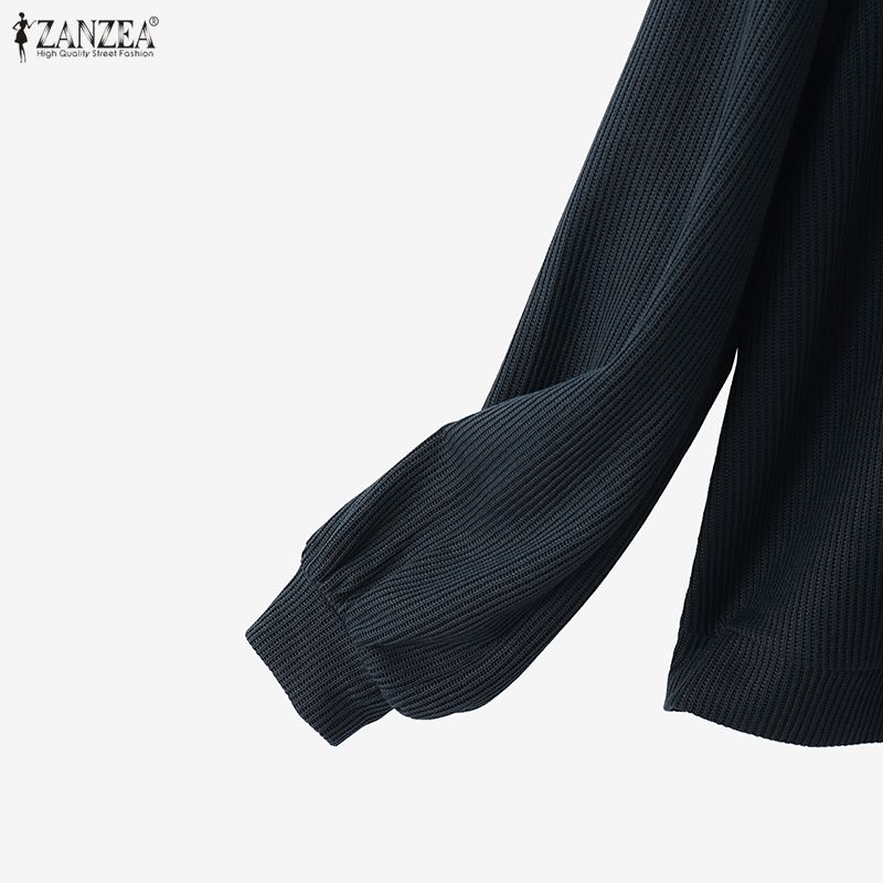 ZANZEA Women Off Shoulder Casual Long Sleeve Knitted Sweater Tops